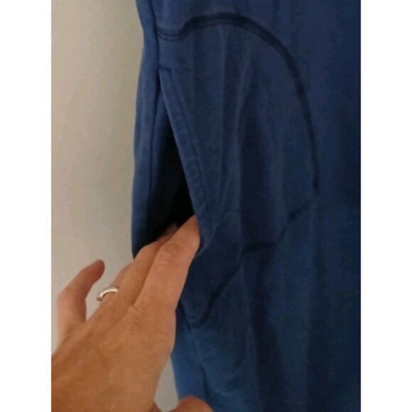 T by Talbots Sleeveless Midi Dress Size Medium Blue Cotton Pockets Coastal Tank - Picture 5 of 11